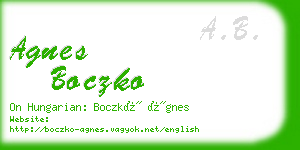 agnes boczko business card